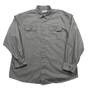 Wrangler Authentics Mens XL Gray Long Sleeve Button Front Cotton Shirt 10ZHCLB1D